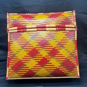 Woven Envelope Style Clutch Natural tablet basket